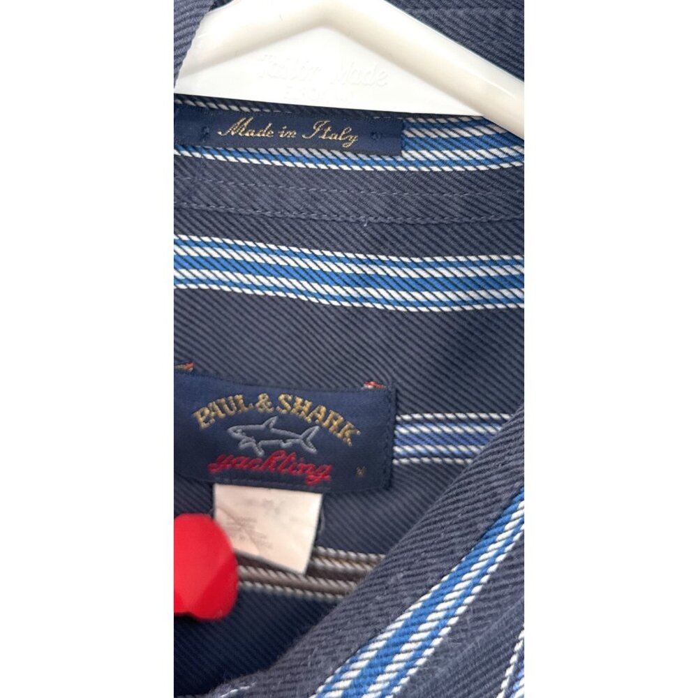 Paul & Shark Yachting Button‎ Up Shirt Men's Size M Long Sleeve Striped Cotton - Picture 2 of 4
